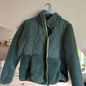 Free Country Forest Green Quilted & Sherpa Puffer Jacket